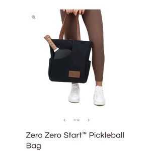Zero Zero Start Pickleball Bag Black Canvas Brown Leather Accents Bottle Holder